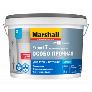 Краска Marshall Export 7 матовая латексная для стен и потолков BW 9л