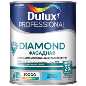 Краска Dulux Professional Diamond фасадная гладкая матовая для минеральных и деревянных поверхностей BW 1л.