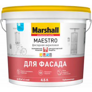 Краска Marshall Maestro Фасадная акриловая глубокоматовая BW 4,5л