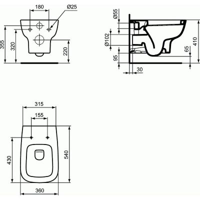 Унитаз подвесной Ideal Standard Esedra T281401 + сиденье Esedra Т318101, микролифт