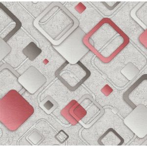 Обои МОФ Ромбы 6275-5 бумажные дуплекс 0,53x10,05м, серый красный