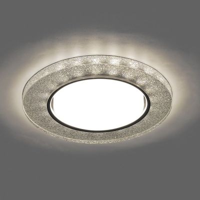 Светильник встраиваемый с белой LED подсветкой Feron CD4041 потолочный GX53 без лампы, серебро, хром