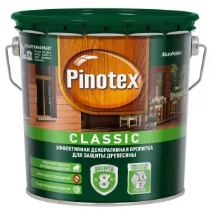 Пропитка декоративная для защиты древесины Pinotex Classic CLR (база под колеровку) 2.7л.